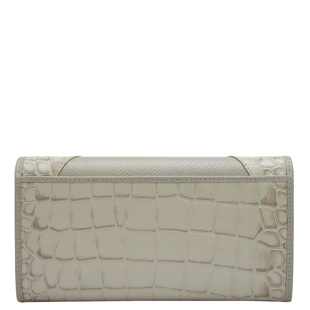 Croco Franzy Leather Ladies Wallet - Frost