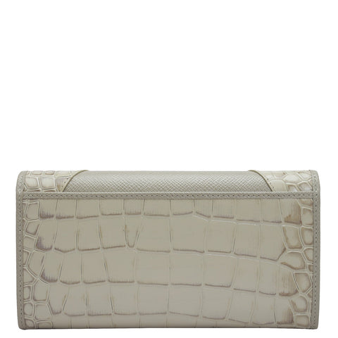 Croco Franzy Leather Ladies Wallet - Frost