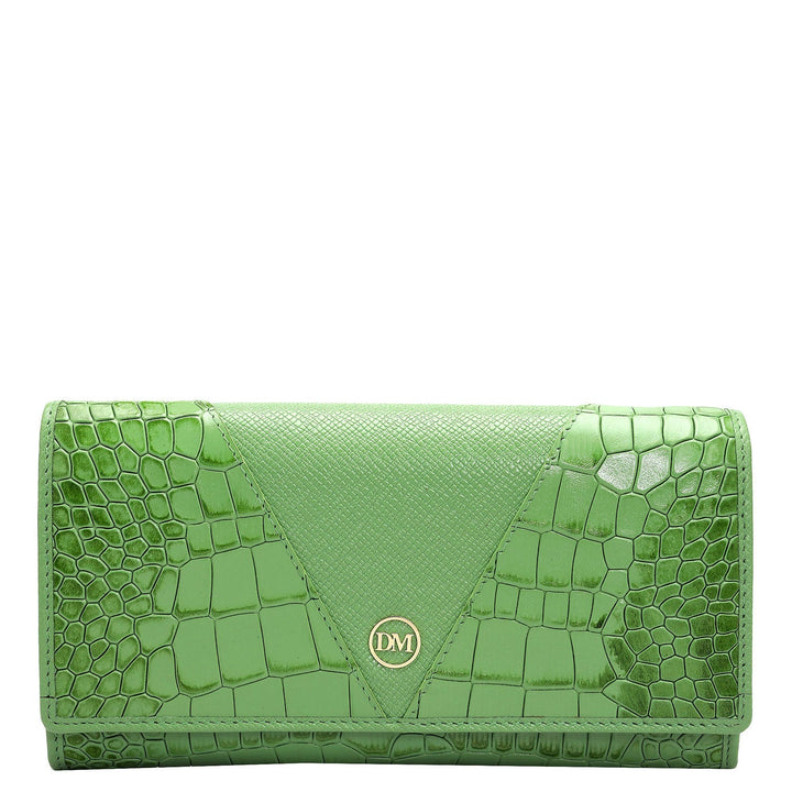 Croco Franzy Leather Ladies Wallet - Kiwi