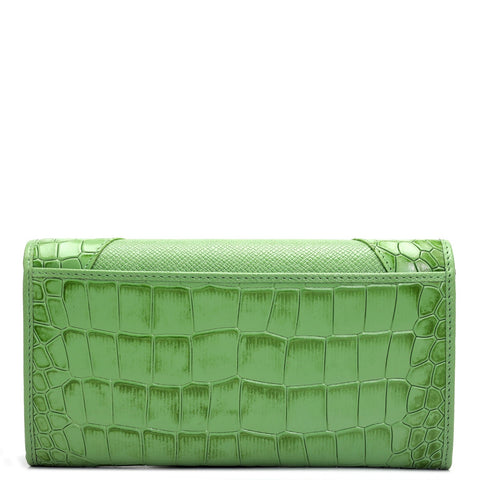 Croco Franzy Leather Ladies Wallet - Kiwi