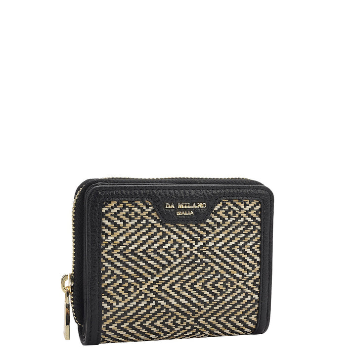 Canvas Wax Leather Ladies Wallet - Black