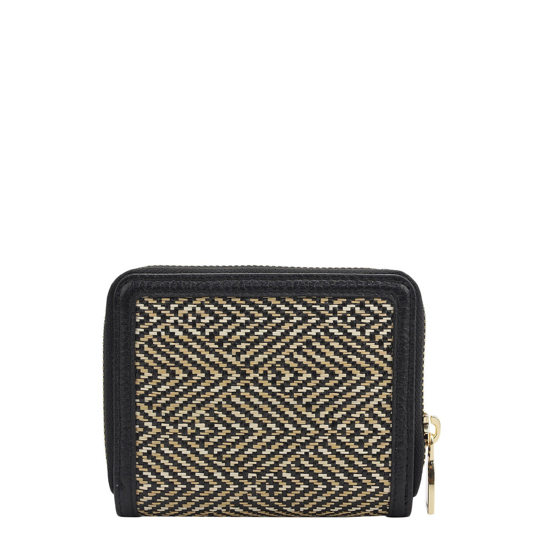 Canvas Wax Leather Ladies Wallet - Black