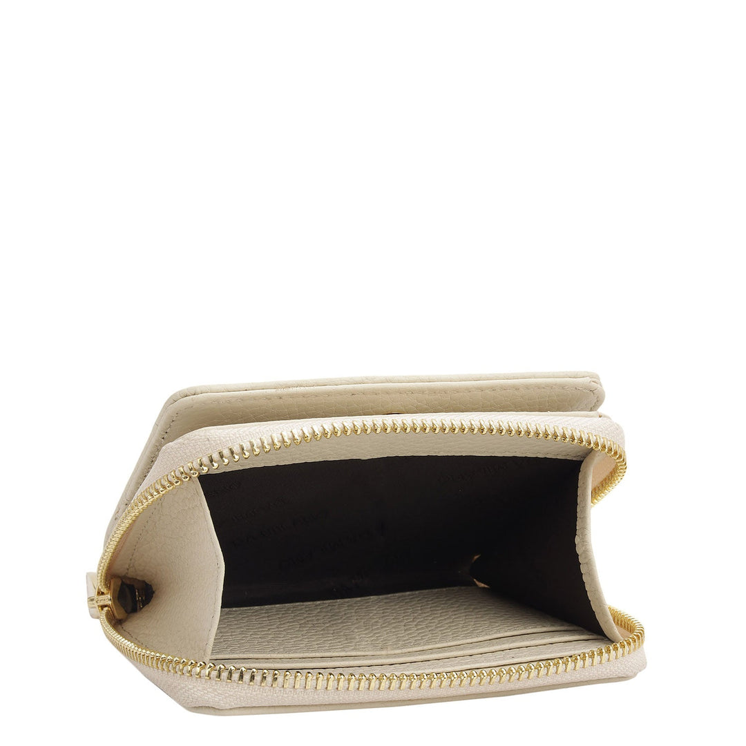 Canvas Wax Leather Ladies Wallet - Butter