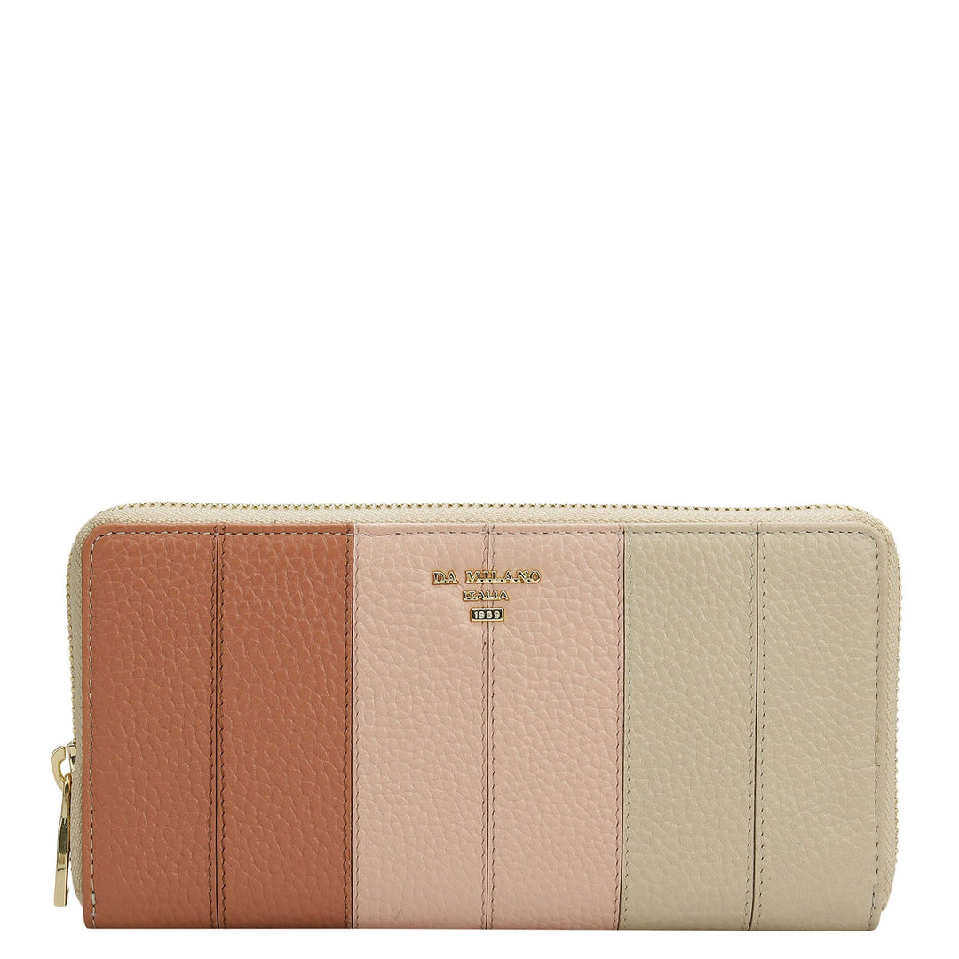 Wax Leather Women Wallet - Terracotta & Dove