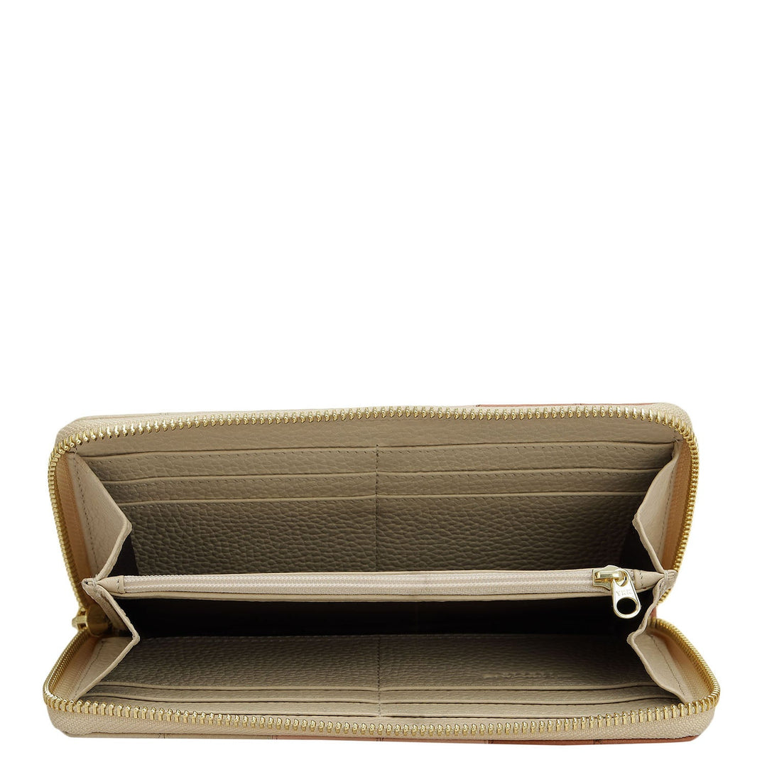 Wax Leather Women Wallet - Terracotta & Dove