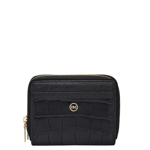 Croco Franzy Leather Ladies Wallet - Black
