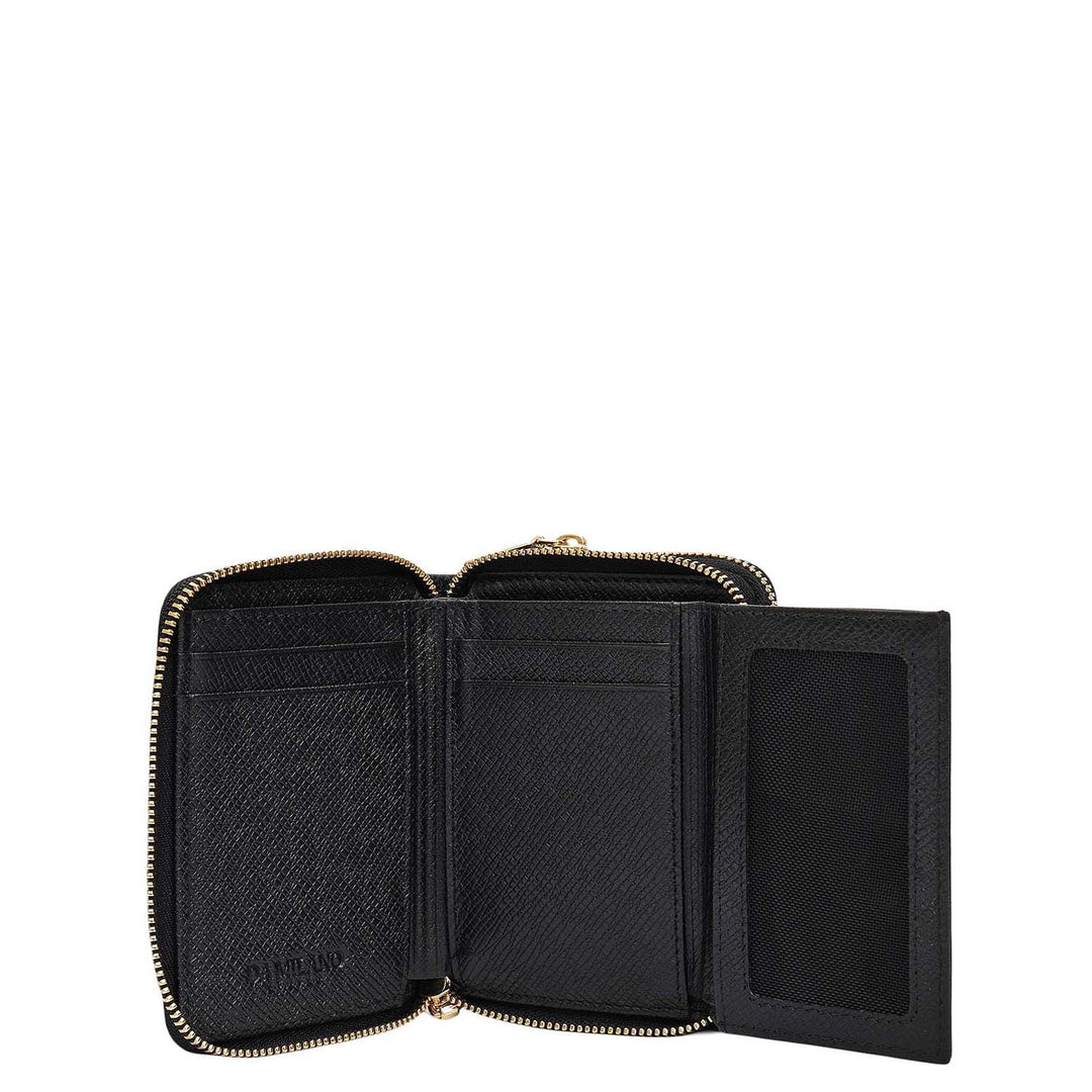 Croco Franzy Leather Ladies Wallet - Black