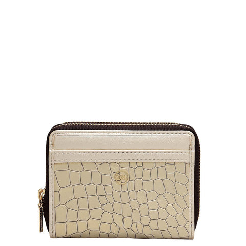 Croco Metallic Leather Ladies Wallet - Gold