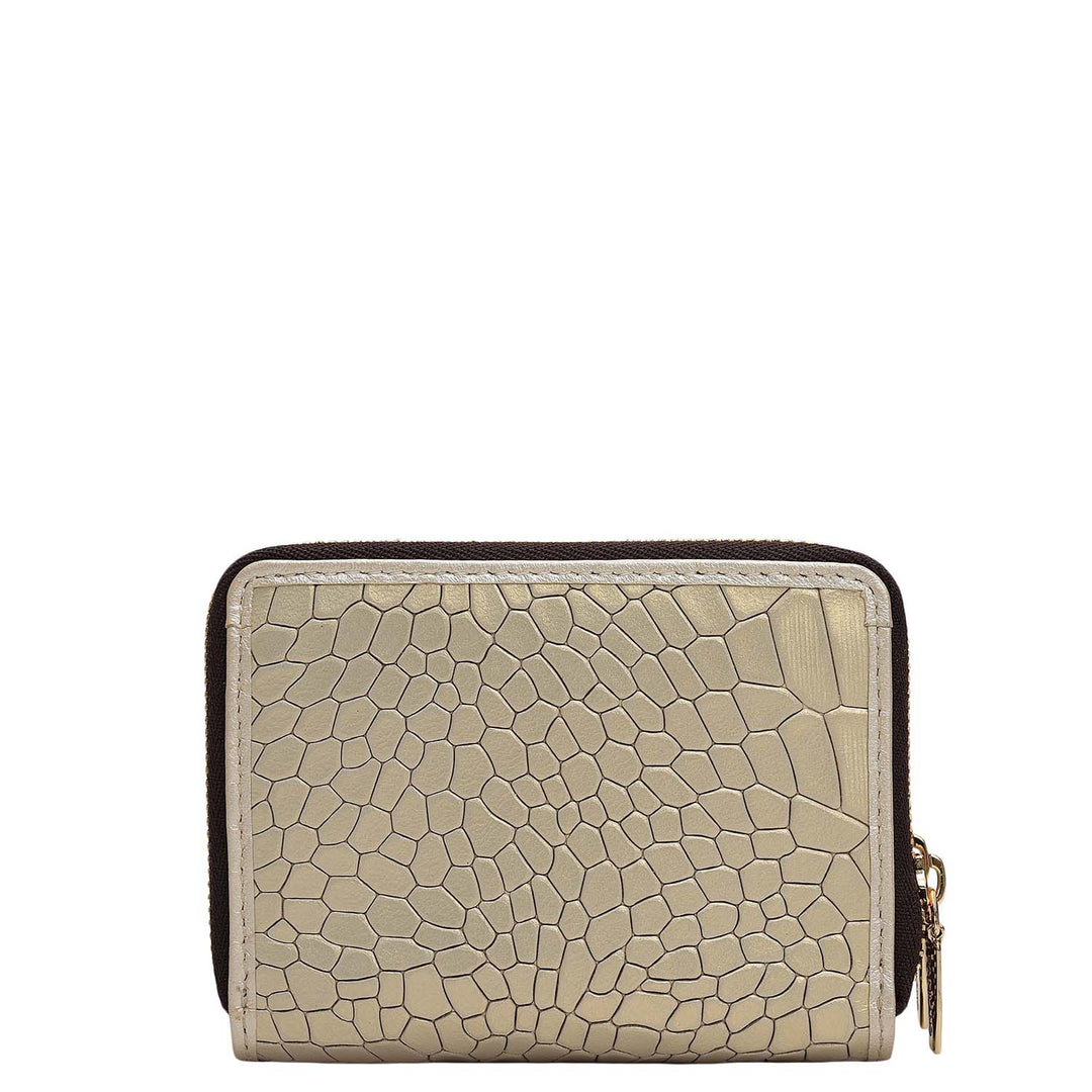 Croco Metallic Leather Ladies Wallet - Gold