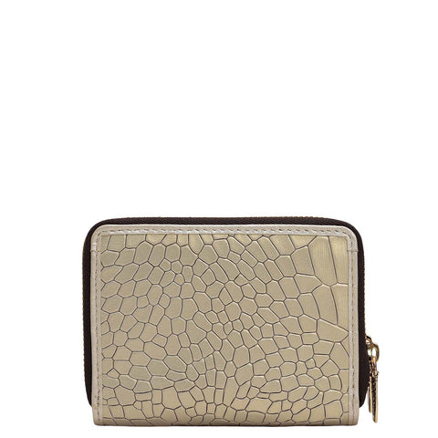 Croco Metallic Leather Ladies Wallet - Gold