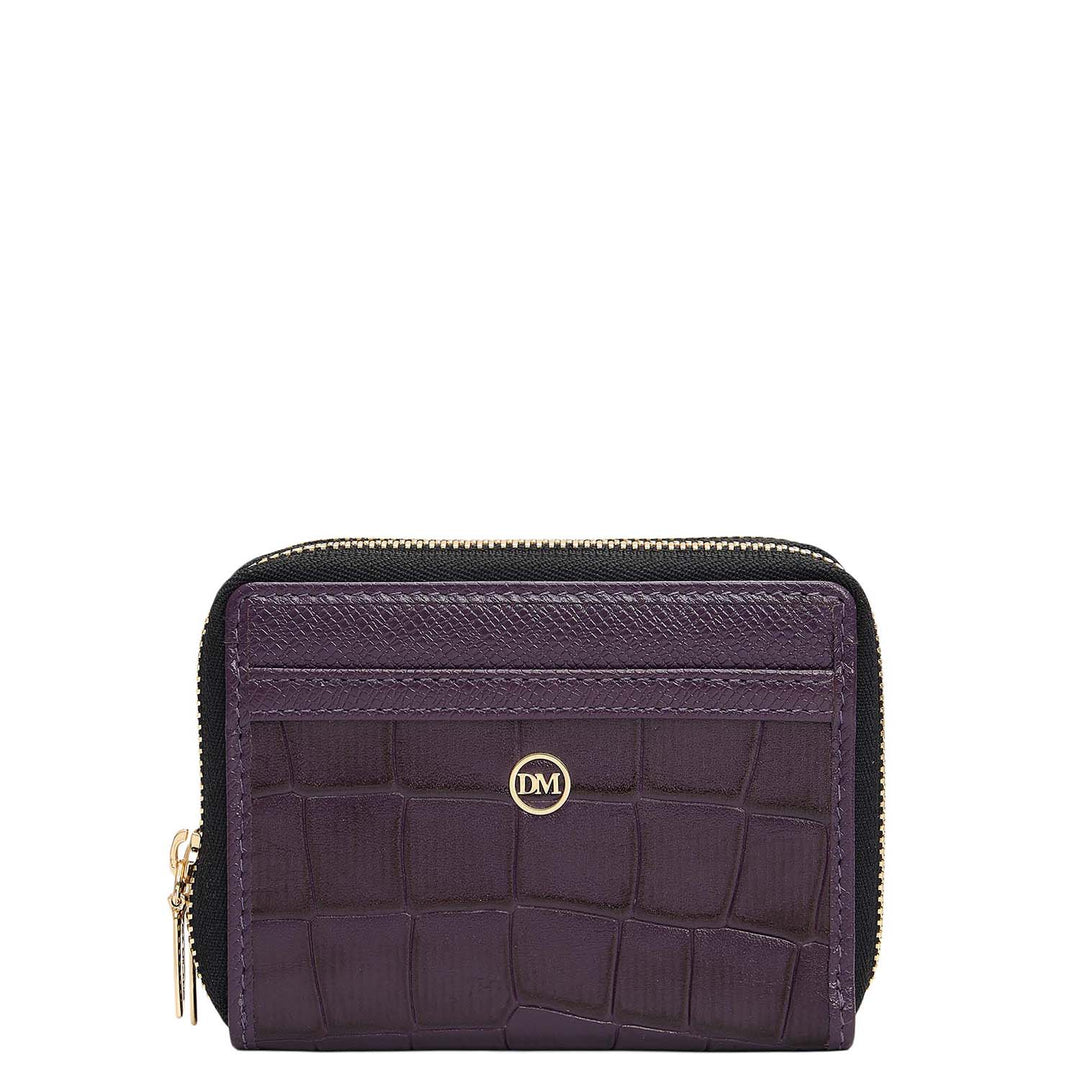 Croco Franzy Leather Ladies Wallet - Grapevine