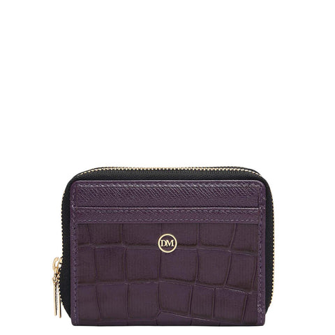 Croco Franzy Leather Ladies Wallet - Grapevine