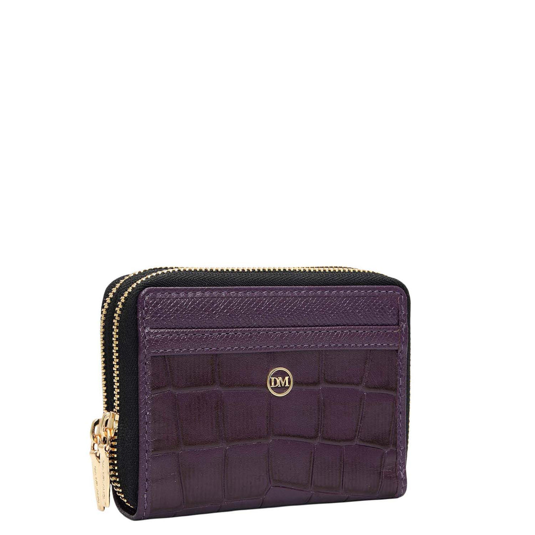 Croco Franzy Leather Ladies Wallet - Grapevine