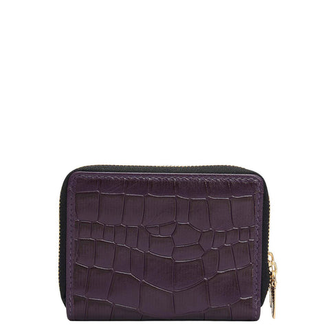 Croco Franzy Leather Ladies Wallet - Grapevine