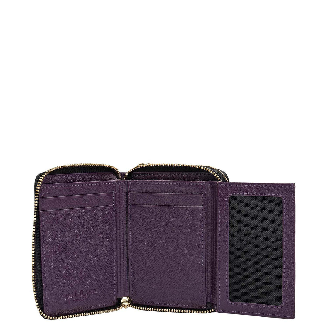 Croco Franzy Leather Ladies Wallet - Grapevine