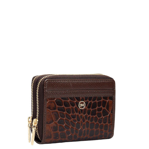 Croco Franzy Leather Ladies Wallet - Walnut