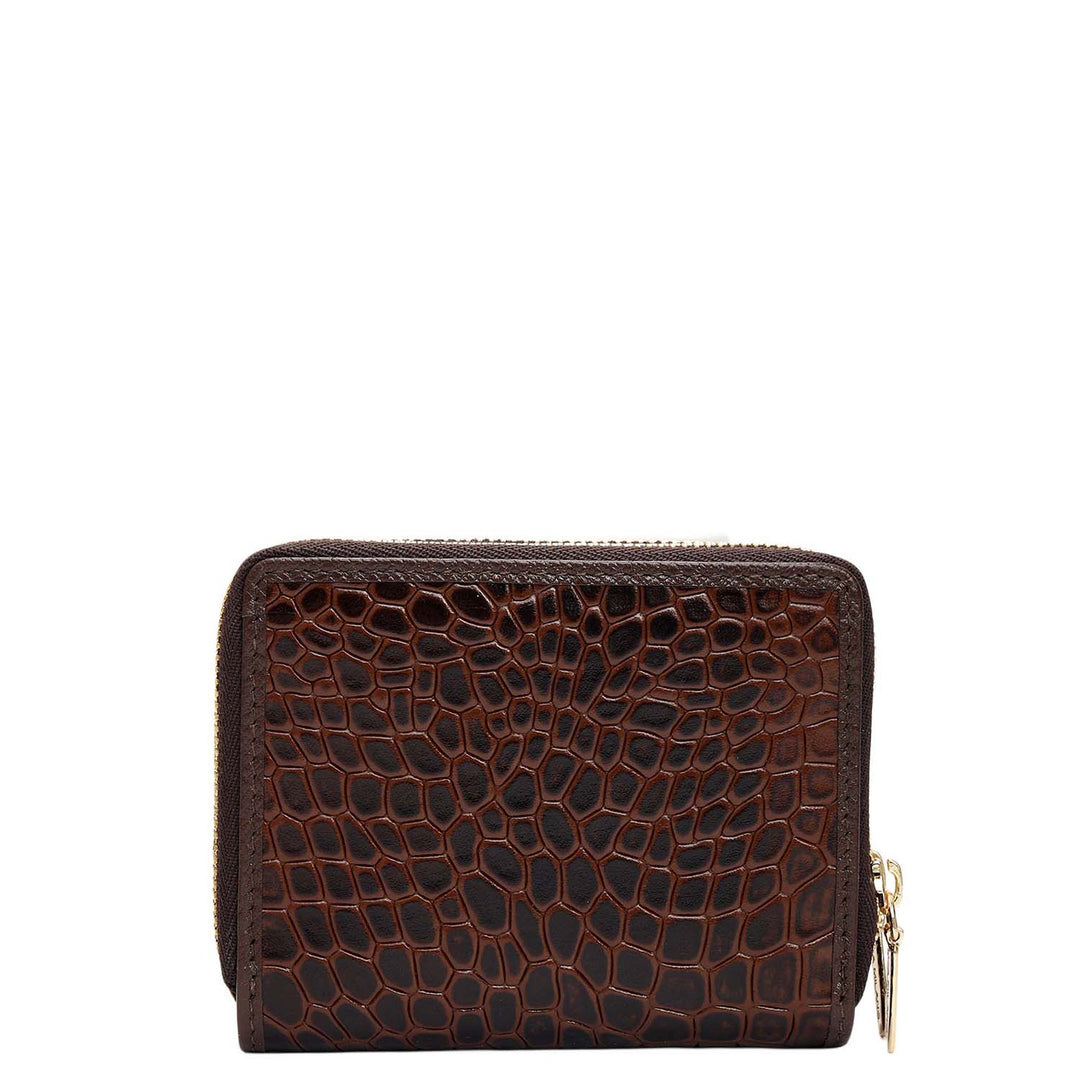 Croco Franzy Leather Ladies Wallet - Walnut