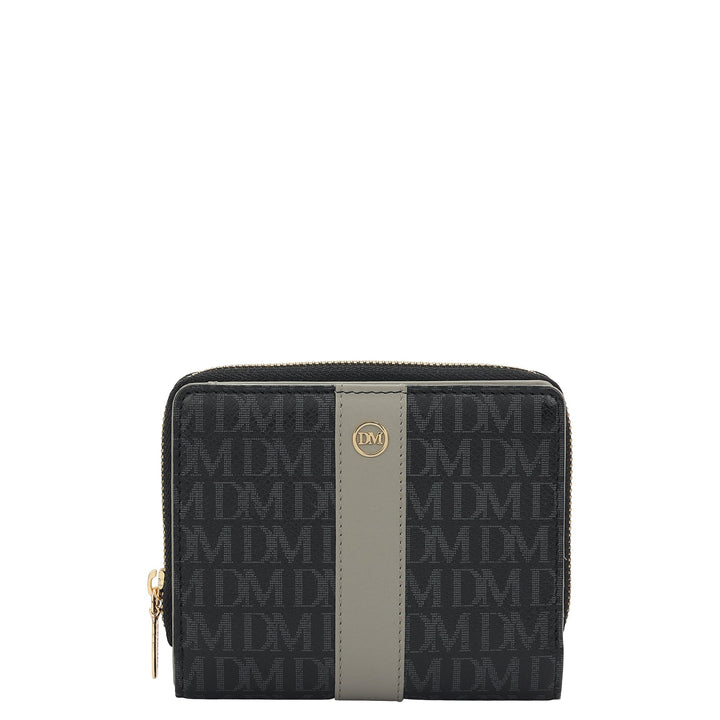 Monogram Plain Leather Ladies Wallet - Black