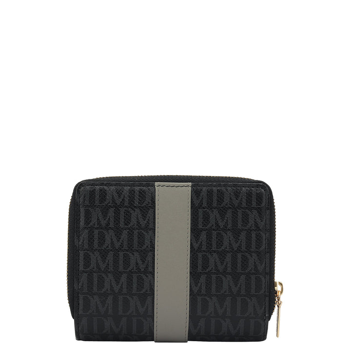 Monogram Plain Leather Ladies Wallet - Black