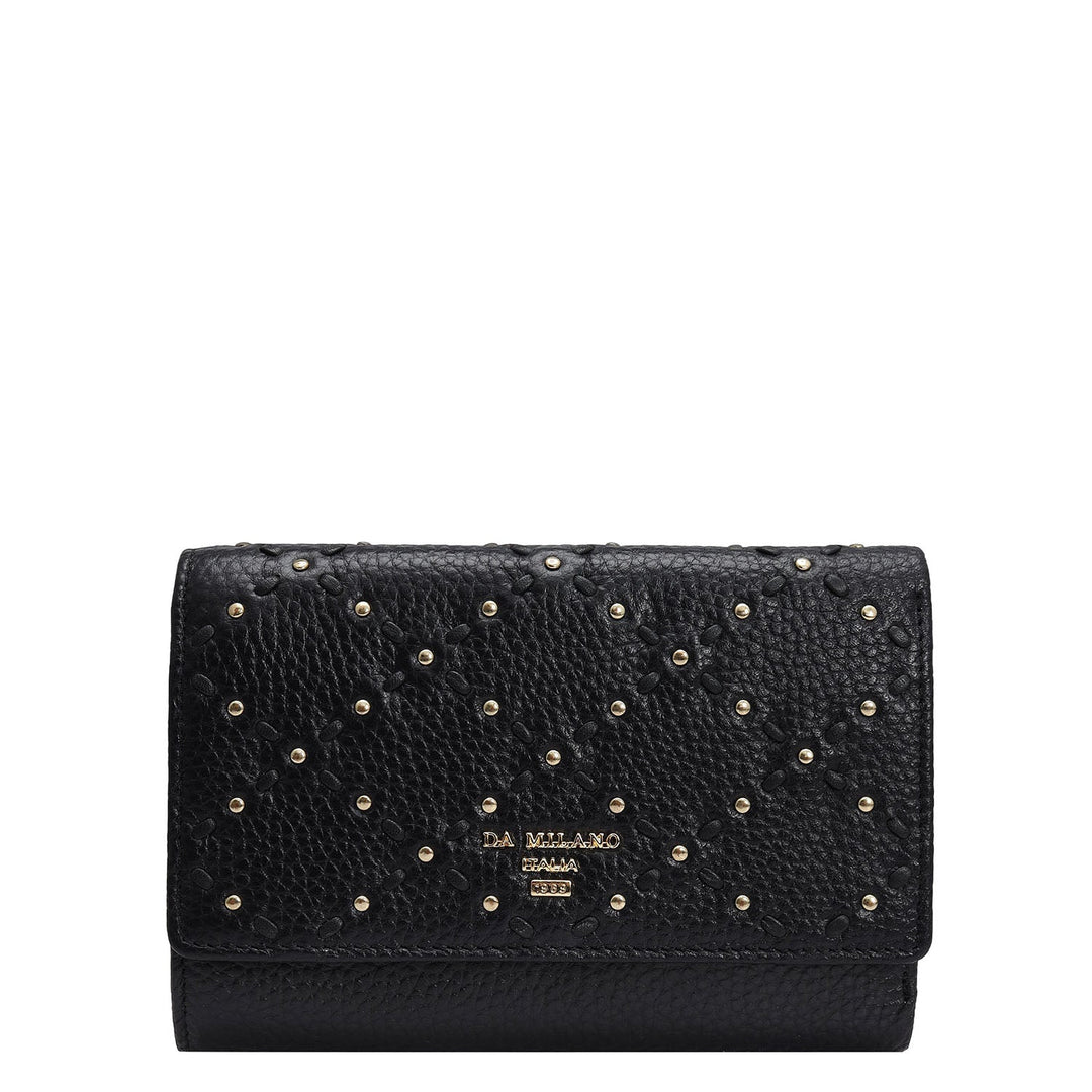 Wax Leather Ladies Wallet - Black