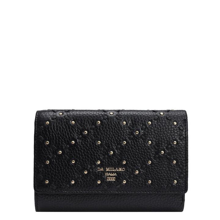 Wax Leather Ladies Wallet - Black