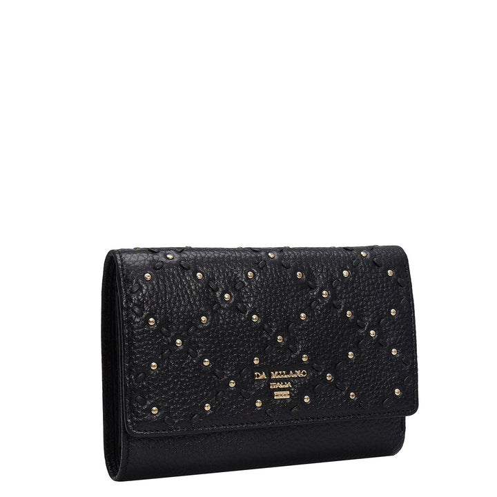 Wax Leather Ladies Wallet - Black