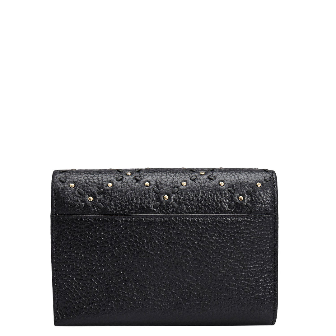Wax Leather Ladies Wallet - Black