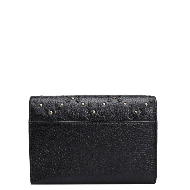 Wax Leather Ladies Wallet - Black