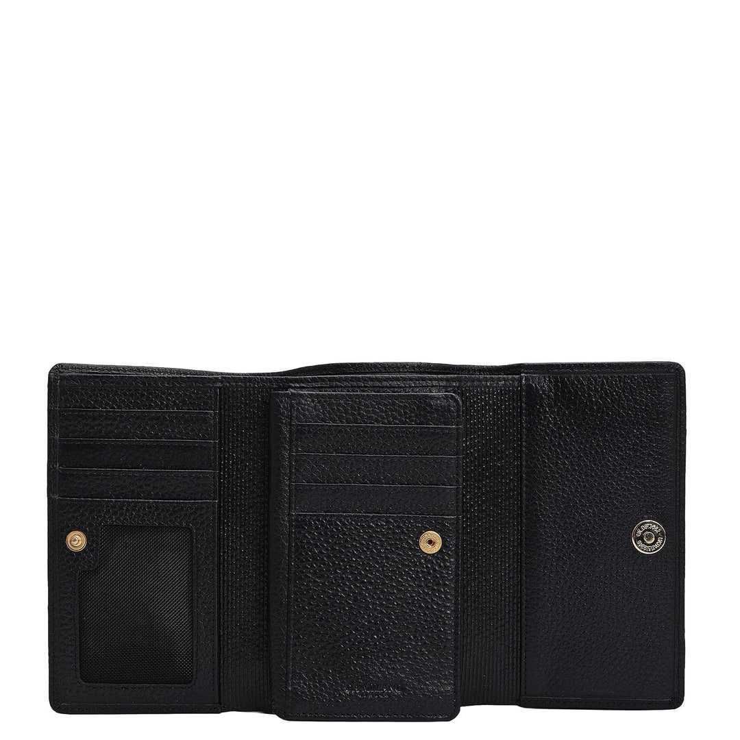 Wax Leather Ladies Wallet - Black