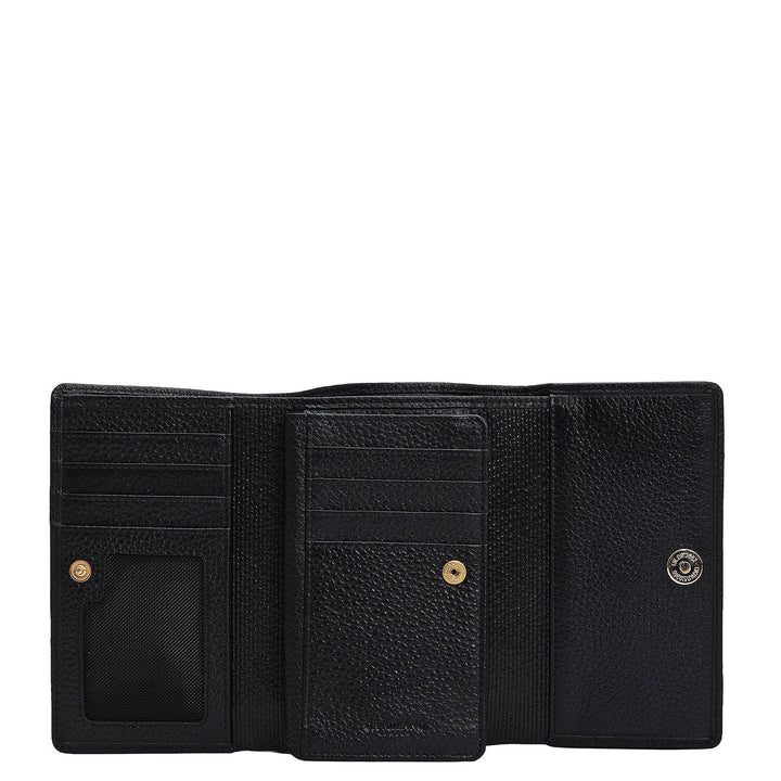 Wax Leather Ladies Wallet - Black