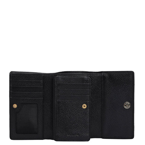 Wax Leather Ladies Wallet - Black