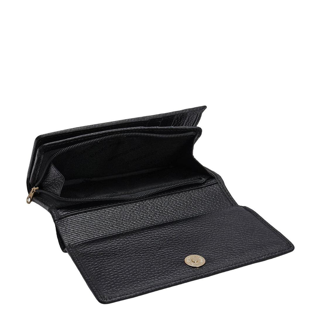 Wax Leather Ladies Wallet - Black