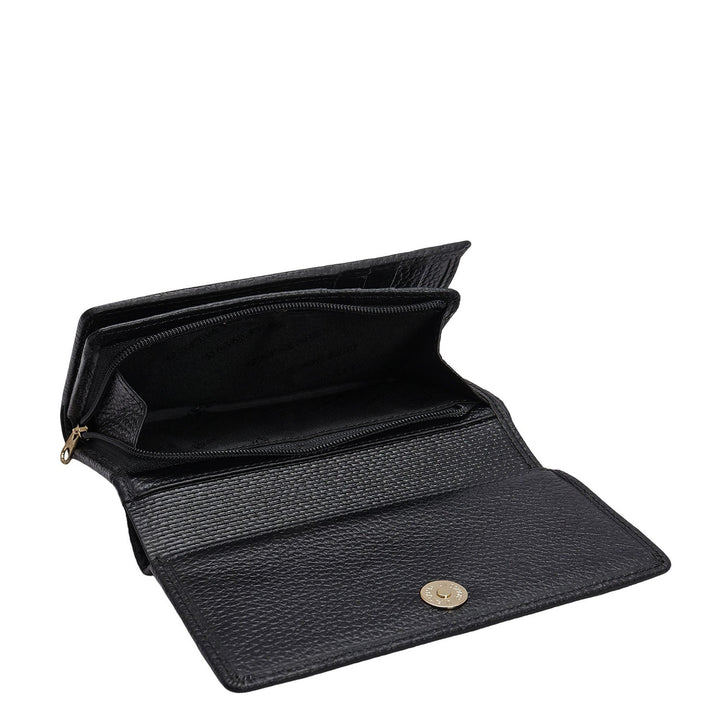 Wax Leather Ladies Wallet - Black