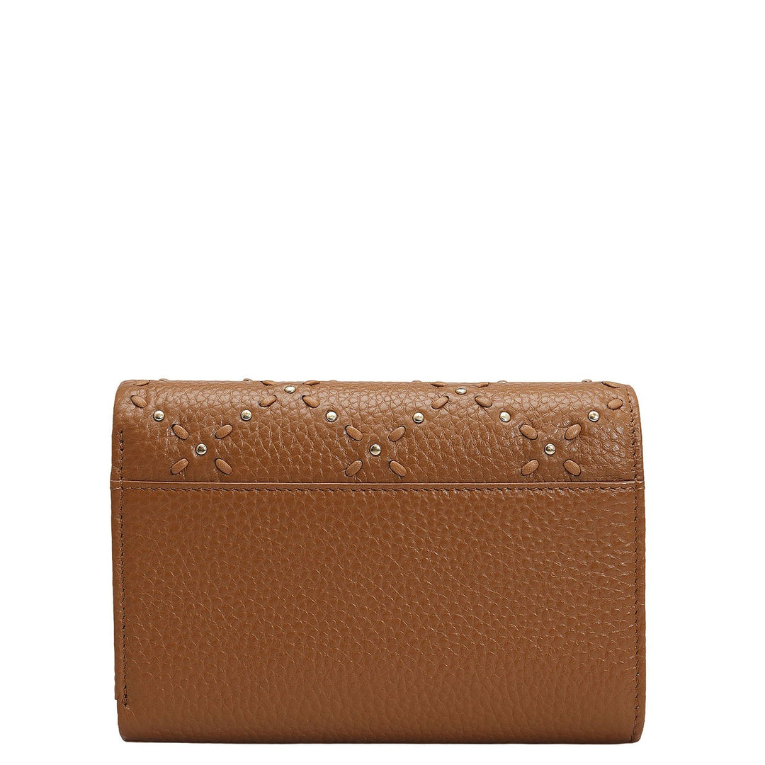 Wax Leather Ladies Wallet - Caramel