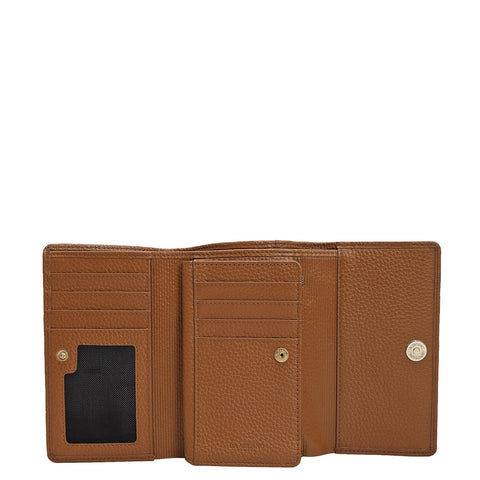 Wax Leather Ladies Wallet - Caramel