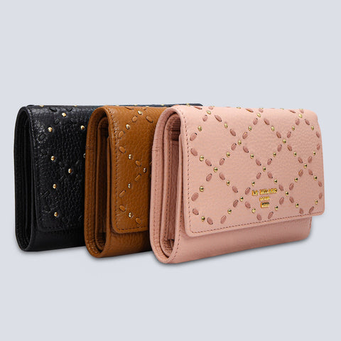 Wax Leather Ladies Wallet - Feather