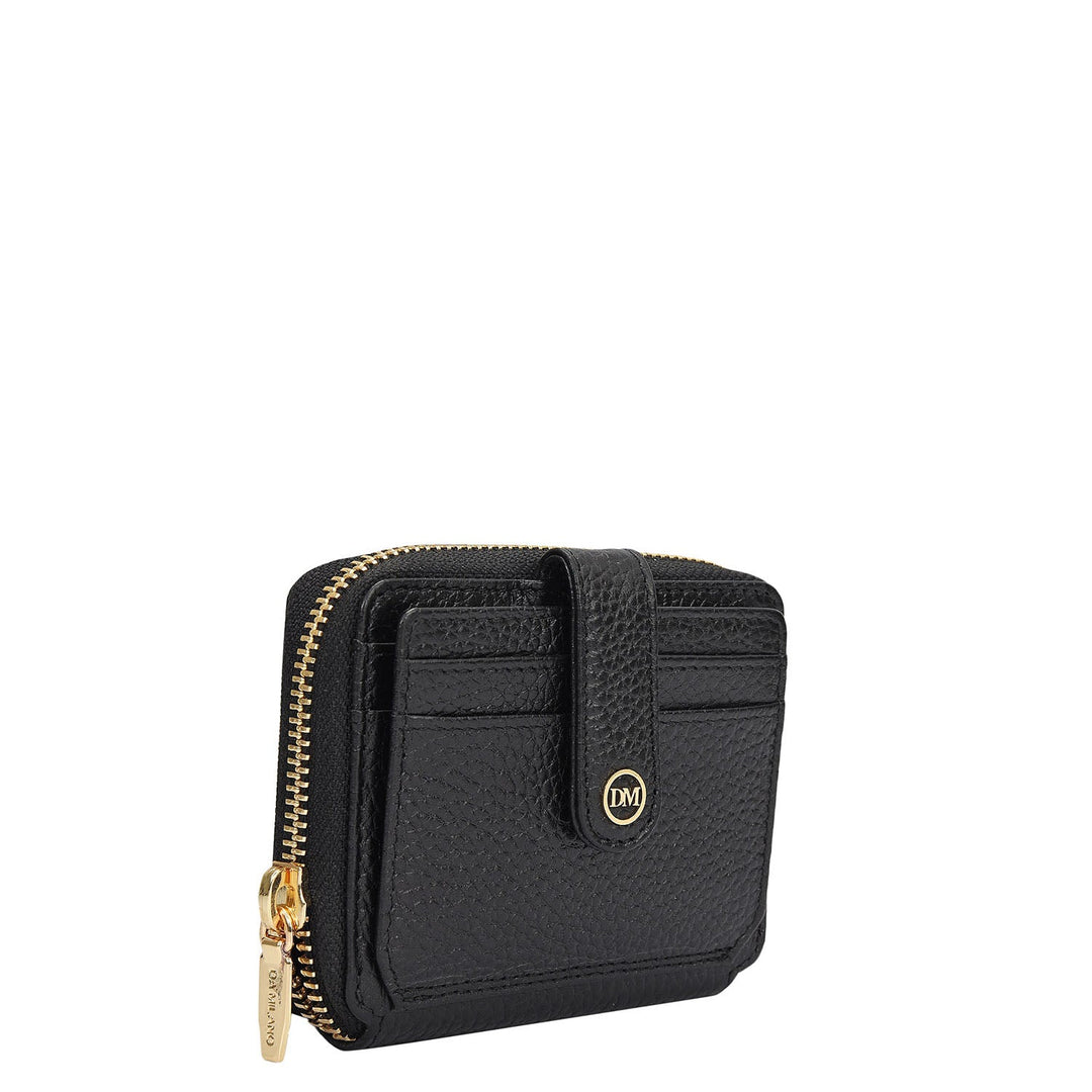 Wax Leather Ladies Wallet - Black