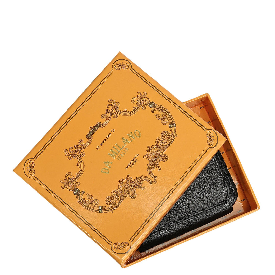 Wax Leather Ladies Wallet - Black