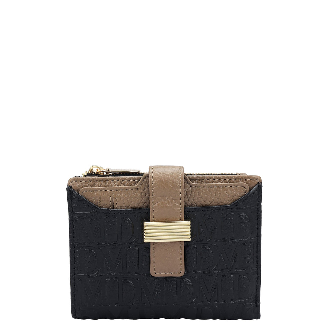 Monogram Leather Ladies Wallet - Black