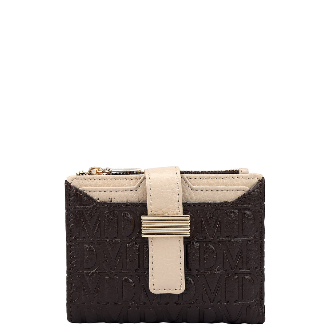 Monogram Leather Ladies Wallet - Chocolate