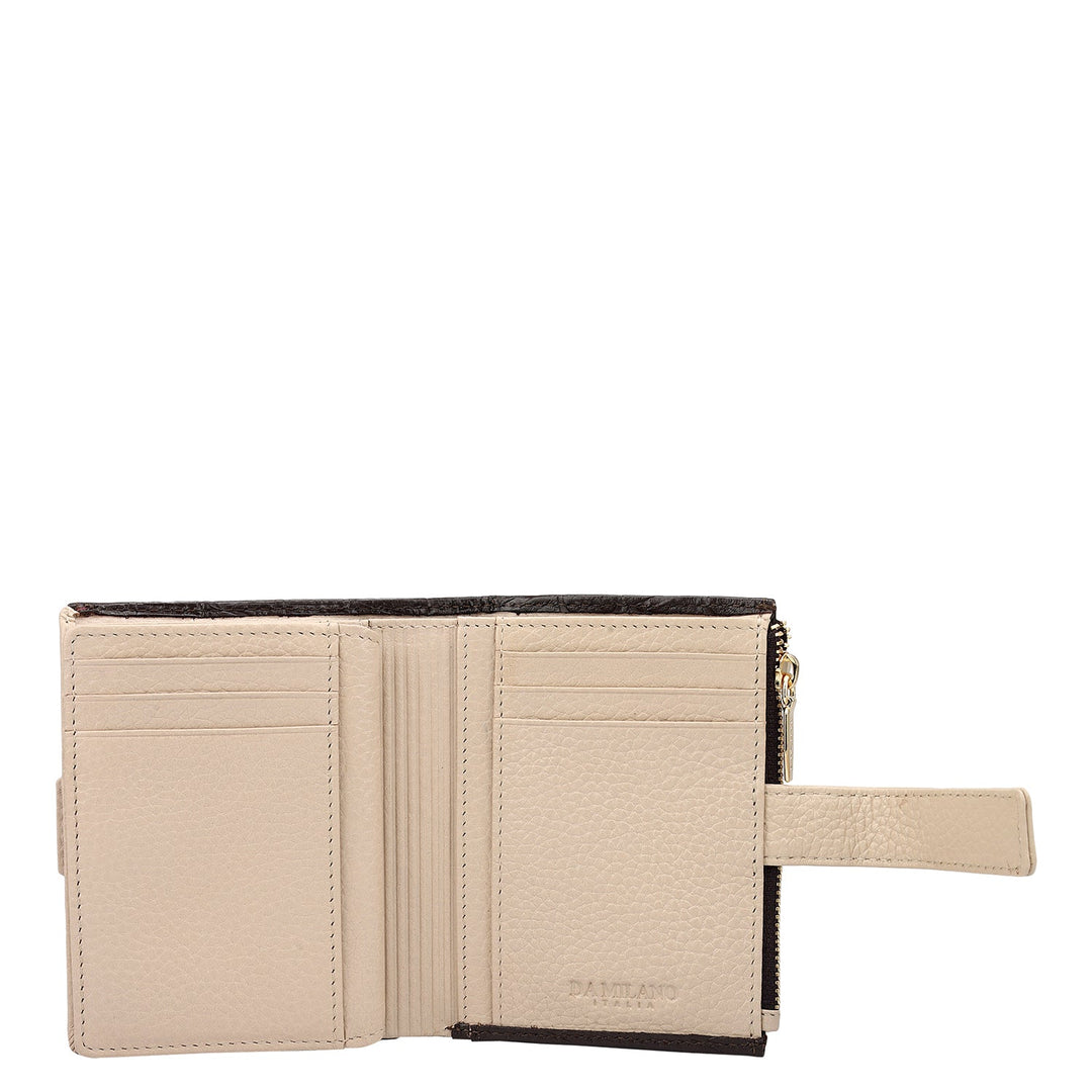 Monogram Leather Ladies Wallet - Chocolate