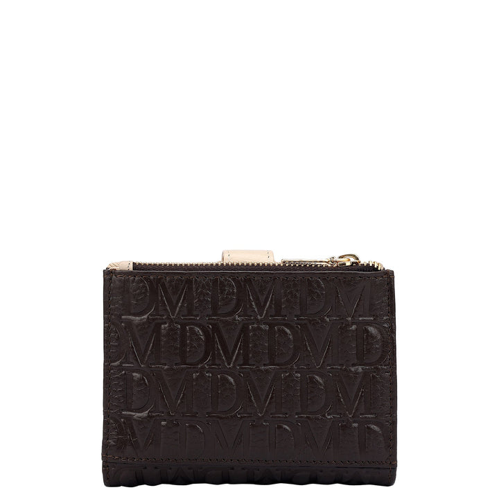 Monogram Leather Ladies Wallet - Chocolate