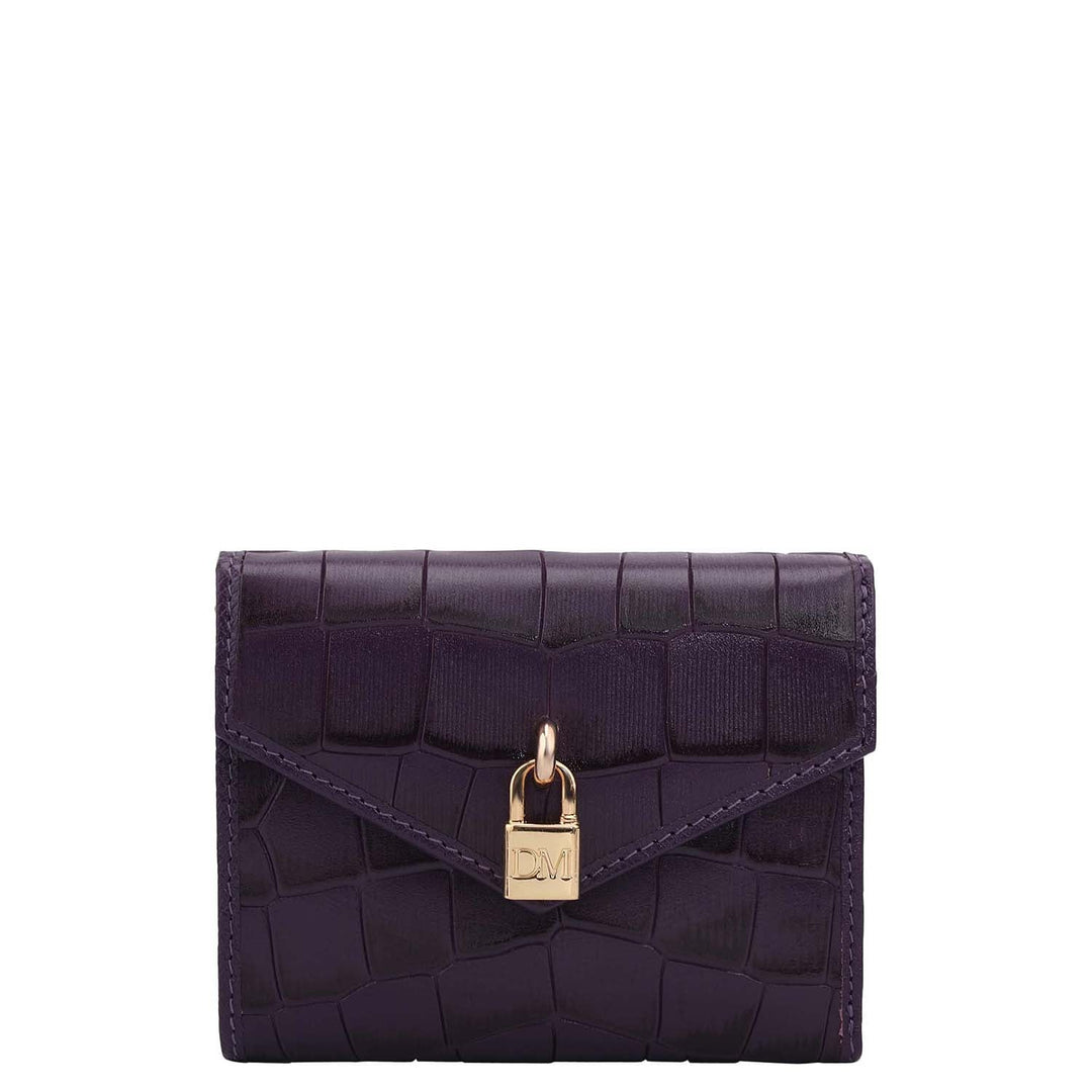Croco Leather Ladies Wallet - Grapevine