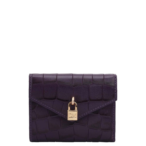 Croco Leather Ladies Wallet - Grapevine