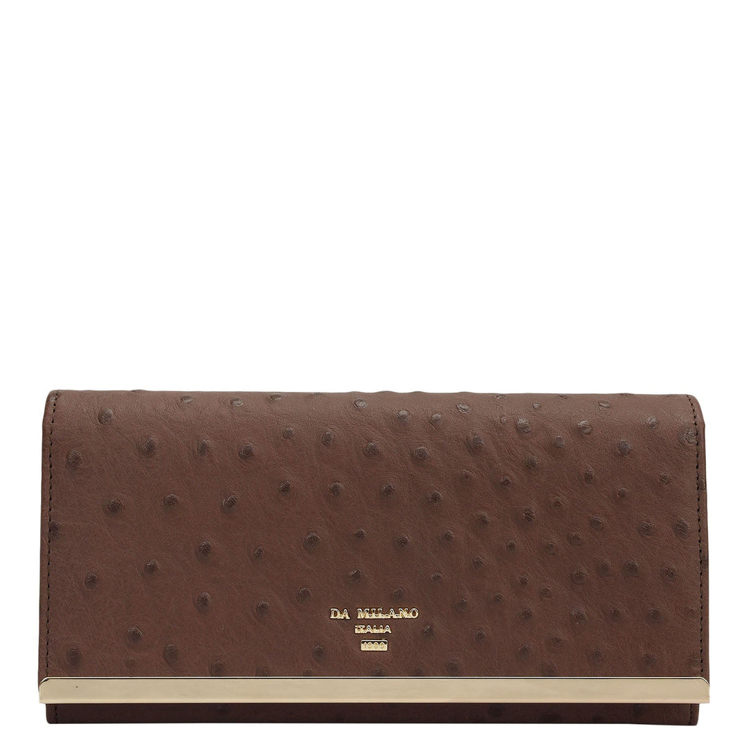 Ostrich Leather Ladies Wallet - Mocha