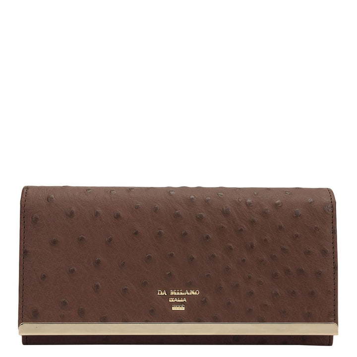 Ostrich Leather Ladies Wallet - Mocha