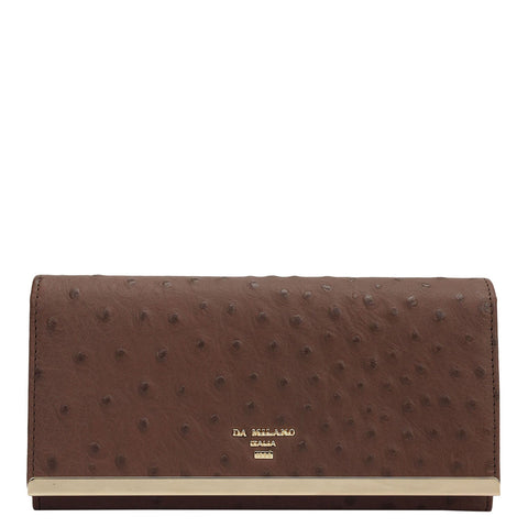 Ostrich Leather Ladies Wallet - Mocha