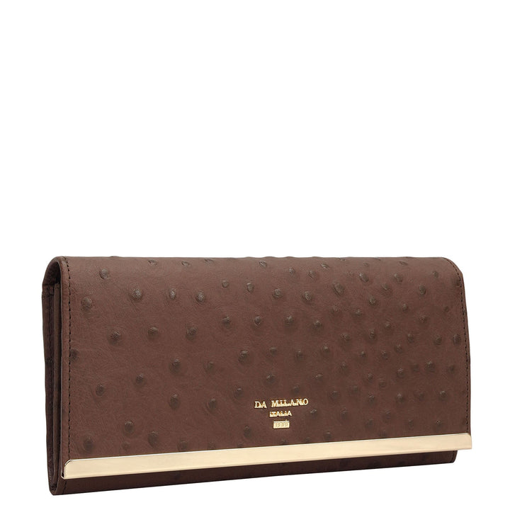 Ostrich Leather Ladies Wallet - Mocha