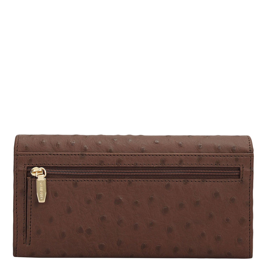 Ostrich Leather Ladies Wallet - Mocha