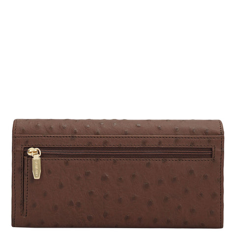 Ostrich Leather Ladies Wallet - Mocha